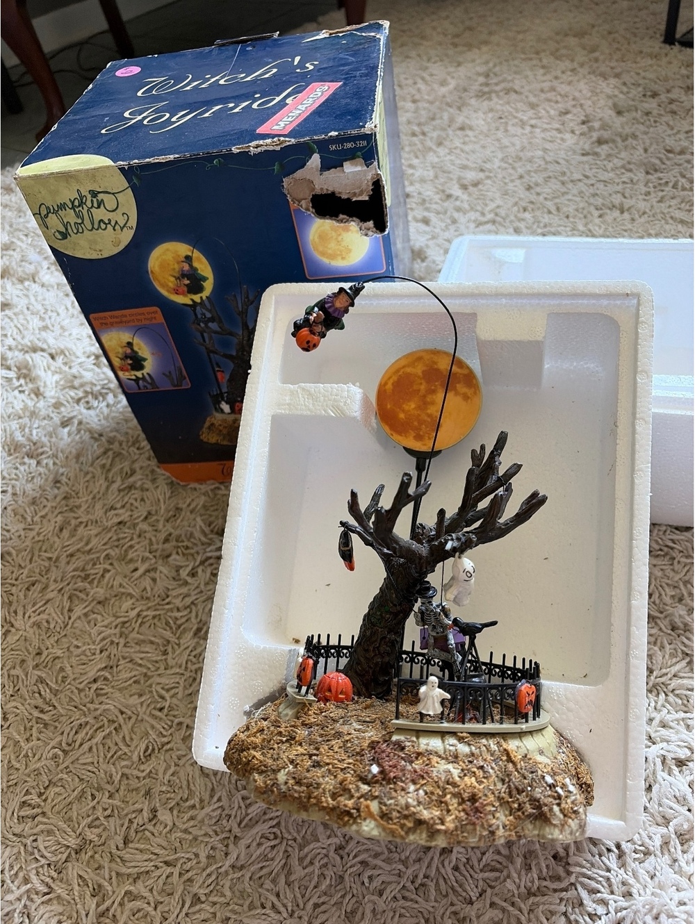 Witch’s Joyride Pumpkin Hollow Halloween By Lemax  In Box Decor Animated